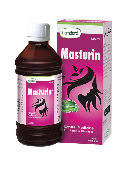 MASTURIN Syrup (120ml) | Khawateen Ke Haiz Ki Beqaidgi, Sailan-ul-Reham aur Reham Ki Kamzori Ka Ilaj | Uterine Tonic