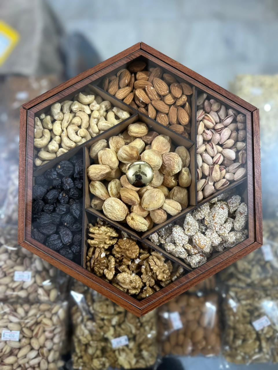 Premium Dry Fruits Gift Box 1 KG | American Almond, Cashew, Pistachio, Walnut, Peanut Rewari & Dry Apricot (Khobani)