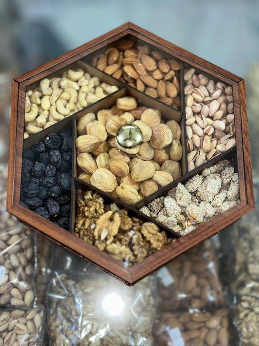 Premium Dry Fruits Gift Box 1 KG | American Almond, Cashew, Pistachio, Walnut, Peanut Rewari & Dry Apricot (Khobani)